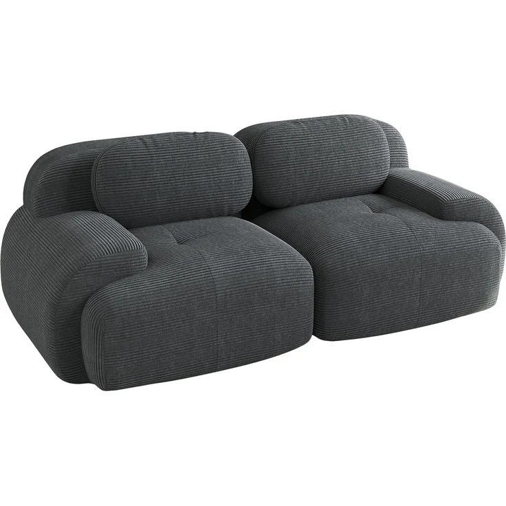 Loveseat-Sofa aus Cordstoff,modular kombinierbar mit geschwungenen Armlehnen und rutschfester Unterseite hochelastische Polsterung für Wohnzimmer Schlafzimmer und Heimkino,Cordstoff,Grey, – Bild 5