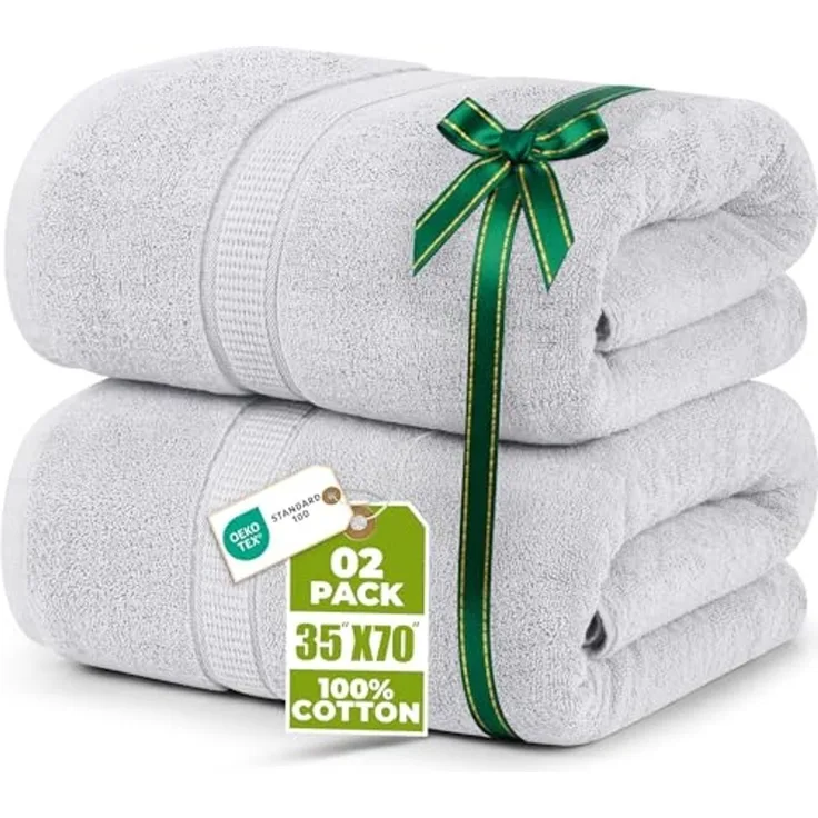 Utopia Towels,Luxuriöses Jumbo-Badetuch, 2-teilig, 100% ringgesponnene Baumwolle, extra großes Badetuch – superweiches Hotel-Qualitätshandtuch (89x178 cm, Silber)