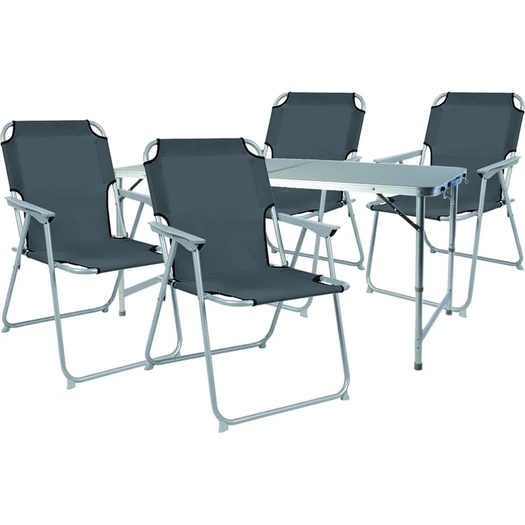 5-teiliges Campingmöbel Set Alu 120x60x58/70cm Anthrazit