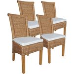 Amagohome Rattanstuhl Esszimmer Stühle Set 4 Stück Rattanstühle Esstisch Stühle Perth braun