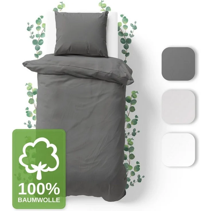 Jacobson Bettwäsche Set - 100% Baumwolle, Perkal, 2 teilig, Erhältlich in den Größen 135x200, 155x220, 200x200, 200x220, 240x220 – Bild 1