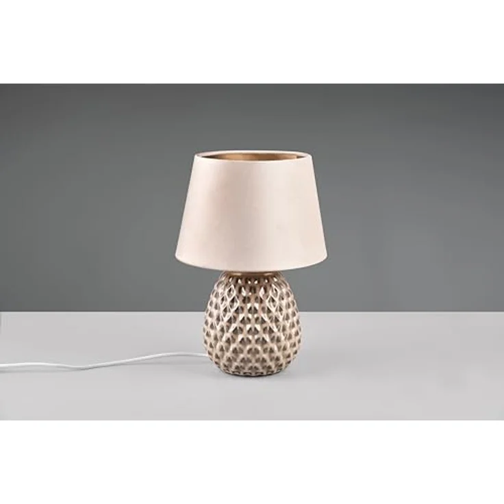 TRIO Betty, Klassische Tischlampe beige 35 cm, Keramik rund, LED geeignet E27, für Wohnzimmer und Schlafzimmer – Bild 3
