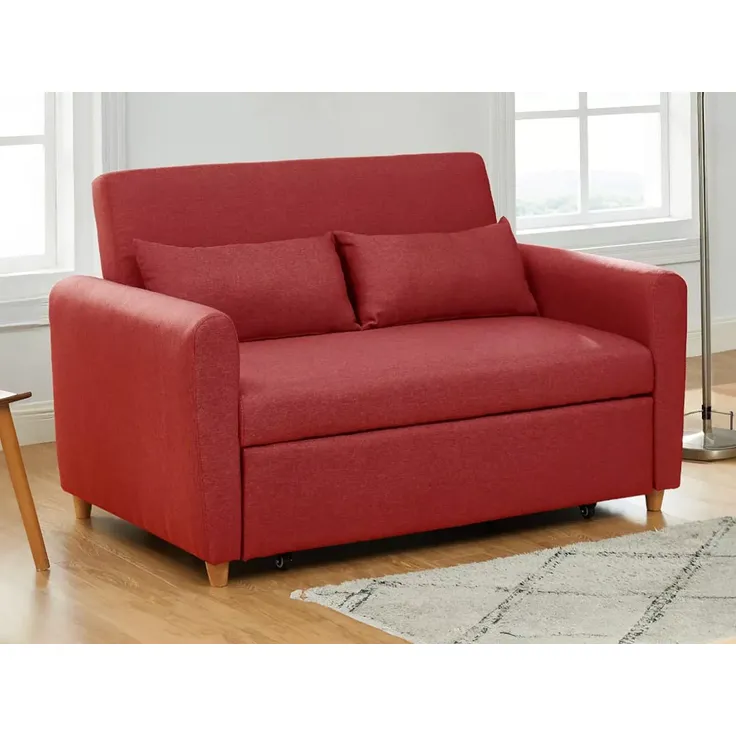 Schlafsofa 2-Sitzer AYLA - Stoff - Rot