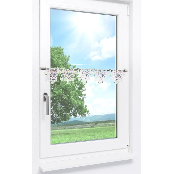 Scheibengardine Plauener Spitze - Herzallerliebst (Bx H) 128cm * 12cm rosa/Rosa – Bild 2