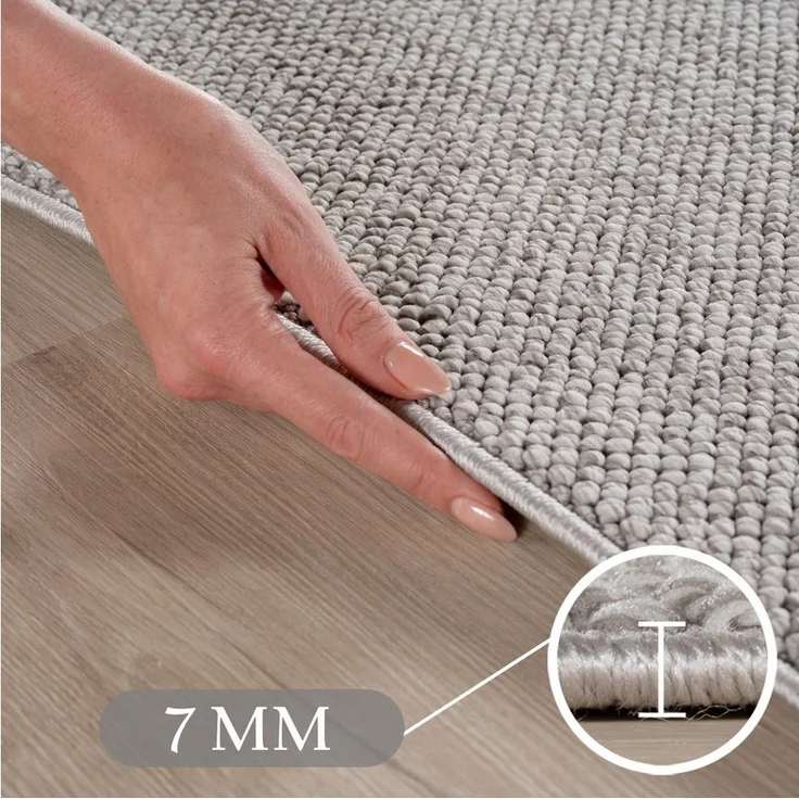 SIMPEX24 Designteppich Einfarbig Boucle Loop, Rechteckig, Höhe: 7 mm, Teppich Wohnzimmer, Schlafzimmer, Gästezimmer – Bild 2