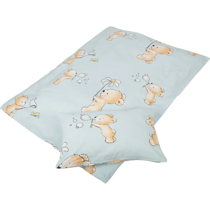 Kinder Betten-Set inkl. Bettwäsche 100x135cm / 40x60cm Bärchen Blau – Bild 1