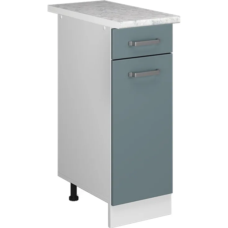 Küchenunterschrank R-Line Blau-Grau 30 cm , AP Marmor Vicco
