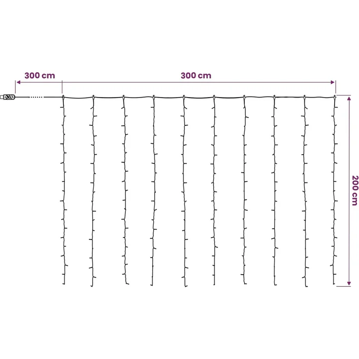 vidaXL Lichtervorhang 200 LEDs Kaltweiß 300 x 200 cm 42054077 – Bild 5