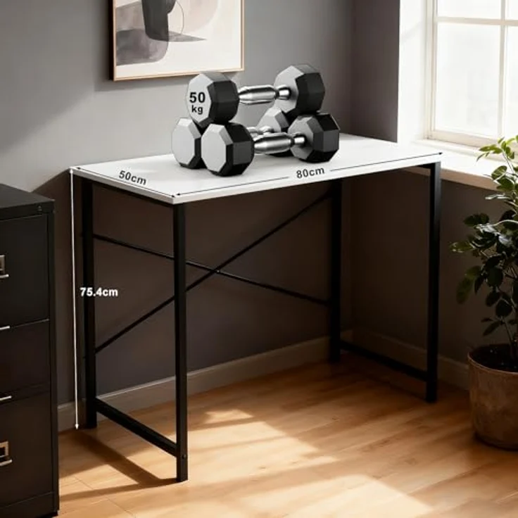 DUMOS Schreibtisch Computertisch Bürotisch mit Kopfhörer Halter und Aufbewahrungstasche Kleiner Schreibtisch Arbeitszimmer Holz PC Tisch Officetisch für Home Office – Bild 6