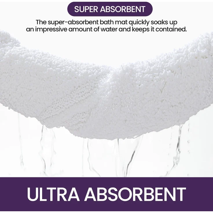 ABC Badematte 60 x 90 cm, rutschfest, weicher Badeteppich, saugfähige Badematte, maschinenwaschbar für Dusche, Badewanne und Toilette, Badezimmeraccessoires, weiß – Bild 4