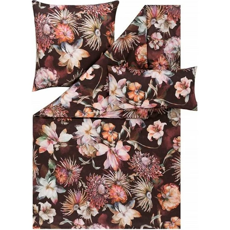 Estella Bettwäsche Estella Mako-Satin Bettwäsche 135x200 Jette vino Blütenmeer Blumen, Mako-Satin, 2 teilig, für Sommer und Winter – Bild 4