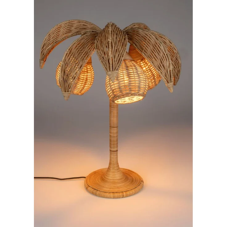 Tischlampe Palmtree mit geflochtenem Rattan, 3-flammig, Fassung E14 – Bild 5