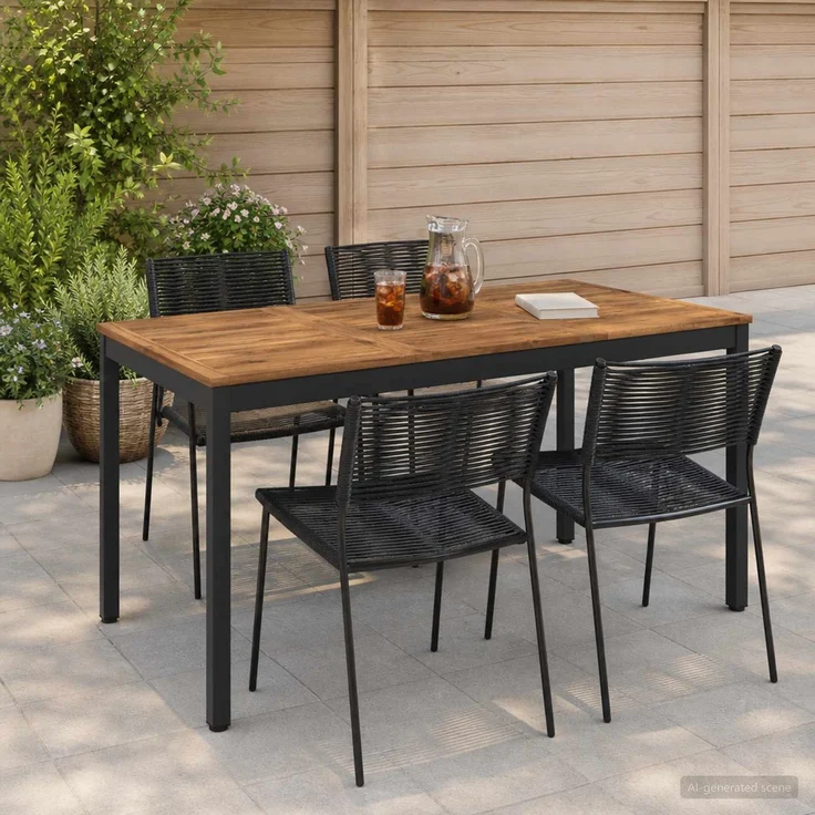 vidaXL Gartentisch NAARDEN Natürlich und Schwarz 141 x 80,5 x 75 cm 901319 – Bild 1