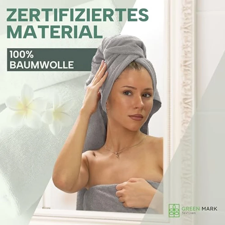 NatureMark 8er Spar-Pack Frottier Handtücher, Handtuch-Set, 50x100 cm, Silber grau, 100% Baumwolle – Bild 5