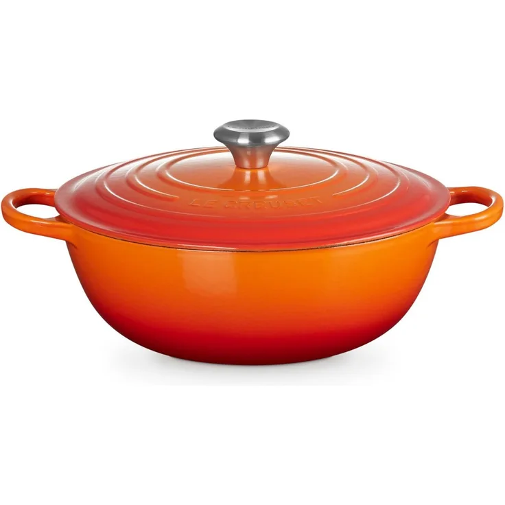 LE CREUSET Bräter Bräter La Marmite Signature rund ofenrot 28cm, Emailliertes Gusseisen
