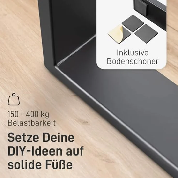 Natural Goods Berlin Tischkufen Rechteck Metall Tischgestell stabil Tischbeine alle Größen Möbelkufen Esstisch, Schreibtisch, Couchtisch, Bank einfache Montage Außenbereich (50 * 72cm, Weiß) – Bild 5