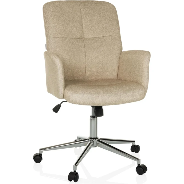 hjh OFFICE Moderner Home-Office Stuhl SOLAO 400 Schreibtischstuhl Drehstuhl mit Rollen, Wippfunktion, höhenverstellbar, gepolstert, Beige – Bild 1