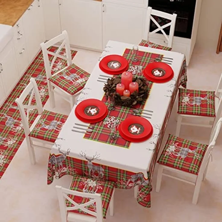 PETTI Artigiani Italiani - Tischdecke, Tischdecke, schmutzabweisend, Weihnachten, Tischdecke, Küche, Weihnachten, Design: Rentier, Grau, X18 Plätze (140x360 cm), 100% Made in Italy – Bild 2