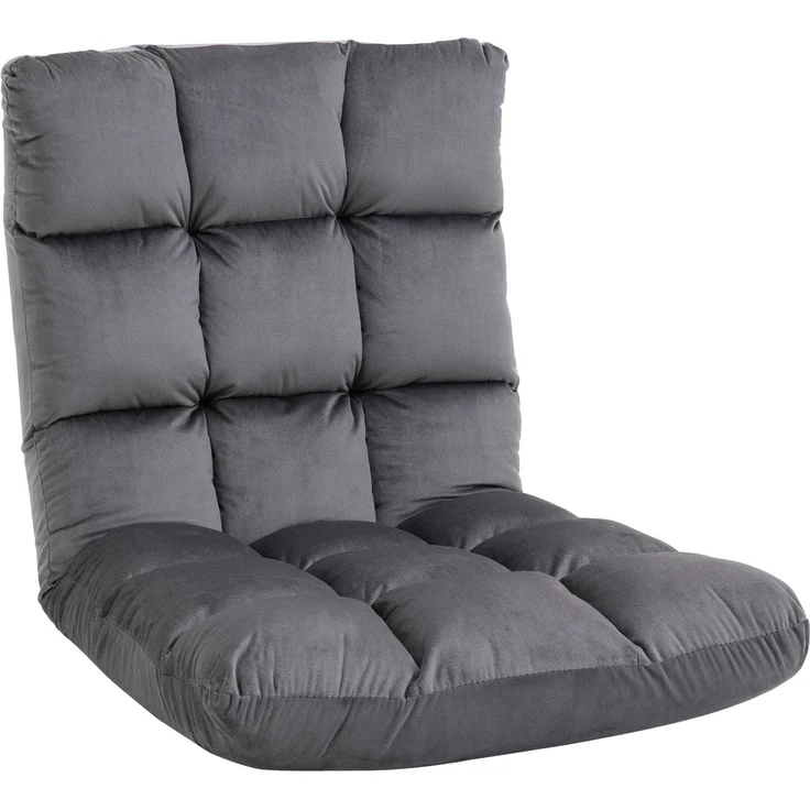 MELAYR, Sessel Gästematratze Bodensessel, verstellbare Rückenlehne, Velouroptik, 55 cm x 71 cm x 53.5 cm, Dunkelgrau – Bild 1