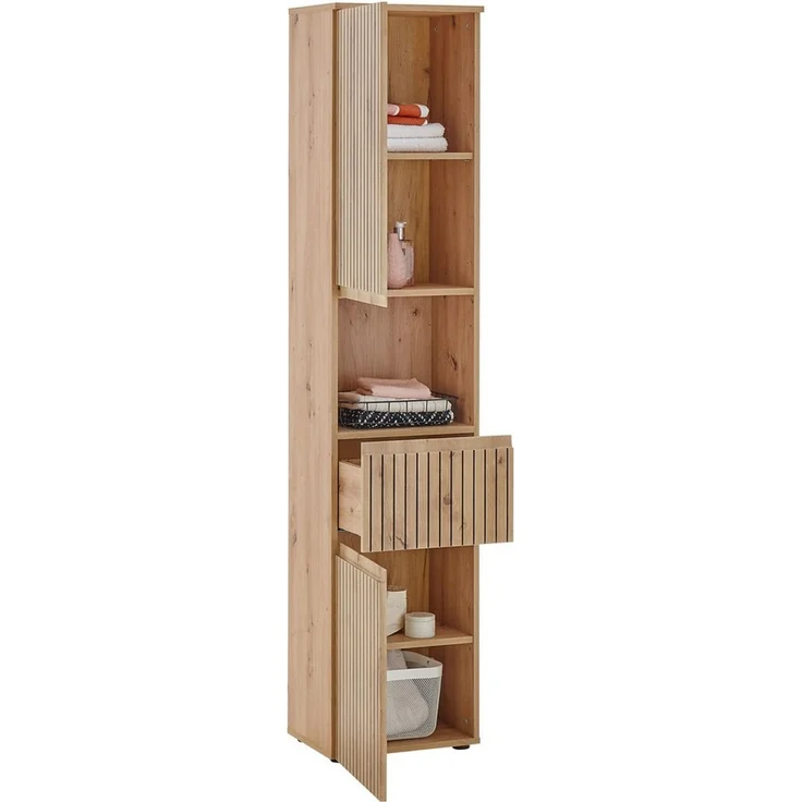 AUSTIN Badezimmer Hochschrank in Artisan Eiche Optik, Wildeiche Optik FSC-zertifiziert - Badezimmerschrank Bad Schrank mit viel Stauraum - 40 x 181 x 31 cm (B/H/T) – Bild 2