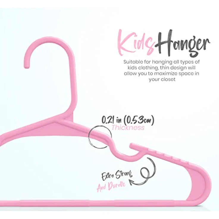 Utopia Home Packung mit 20 Kinderkleiderbügeln - 11,5“ Baby- und Kinderkleiderbügel aus Kunststoff für den Kleiderschrank, ideal für den täglichen Gebrauch, Babyrosa – Bild 3