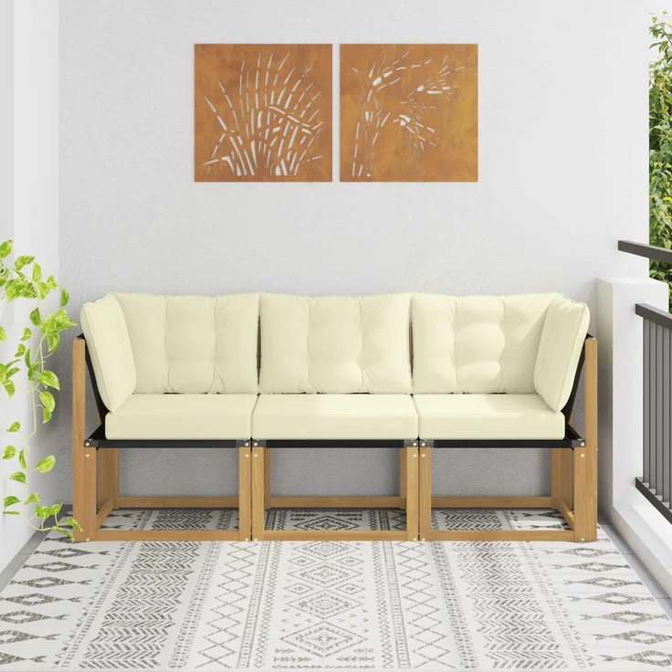 vidaXL Outdoor Mittel- und Ecksofa 3 stk. 3-Sitzer 901625 – Bild 1