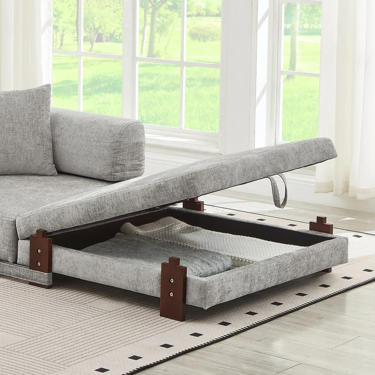 ZUBALIYA Sofa mit LED - Beleuchtung, mit USB - Anschluss, für Wohnzimmer und Apartments, mit stabilem Untergestell – Bild 5