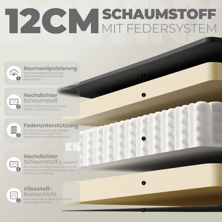 Dowinx Gaming-Stuhl Massage Gaming Stuhl Stoff mit Kopfstütze, Ergonomische Gaming Stuhl mit Fußstütze – Bild 1