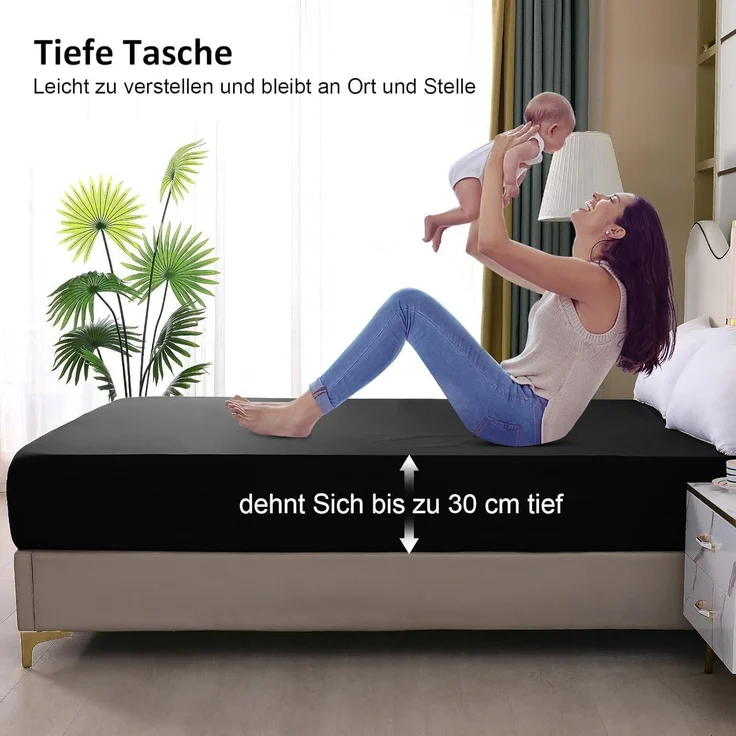 Ohano Wasserdichter Matratzenschoner 90x200cm Schwarz Atmungsaktiv – Bild 4