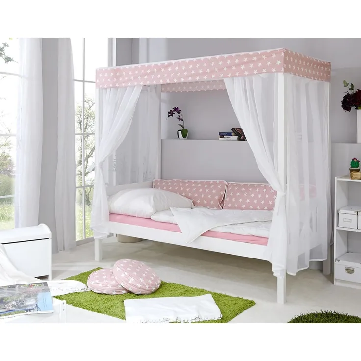 Himmelbett "Lino" 90x200 Kiefer massiv weiß