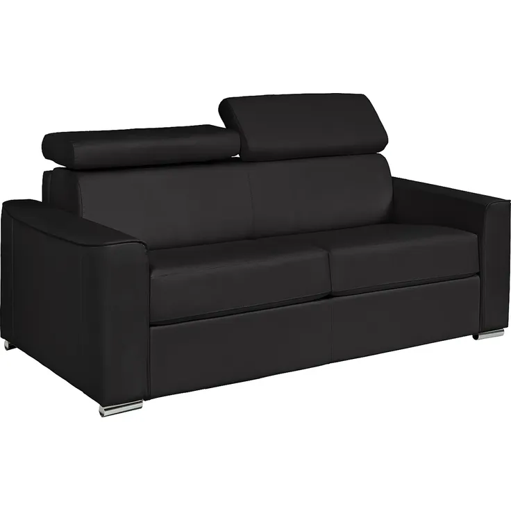 Vente-unique - VIZIR Sofa Leder Schwarz - B 223 cm94 cm x H 110 cm95 cm x L 216 cm – Bild 2