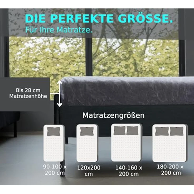 MALIKA® Premium warme Spannbettlaken Cashmere-Touch Bettlaken Jersey Fleece Spannbetttuch Laken, Farbe:Grau, Größe:2er Set 90-100x200 cm – Bild 7