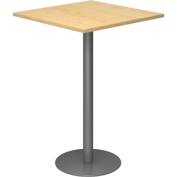bümö Stehtisch Büro, Bistrotisch eckig 80 x 80 cm in Ahorn, Gestell: Graphit - Bartisch, Stehtisch Holz-Platte, Säule aus Metall, Buffettisch, Säulentisch, Partytisch, Thekentisch, Barmöbel, STH88-3-G – Bild 1