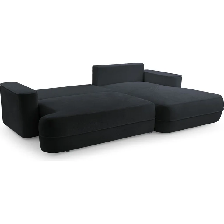 Selsey 'Fuerro' Ecksofa mit Schlaffunktion, Bettkasten, Ottomane rechts, Strukturstoff wasserabweisend, Schwarz – Bild 3