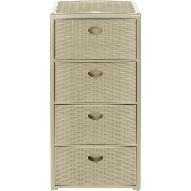 Kreher Rollcontainer mit 4 Schubladen im Rattan Design (Kaschmir Beige), (1 St) – Bild 2