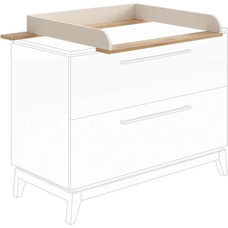 PAIDI Wickelaufsatz STIENE in Beige oder Grau, zur Erweiterung der Kommode, Wickelauflage mit Eiche Massivholz und gerundeten Kanten – Bild 4