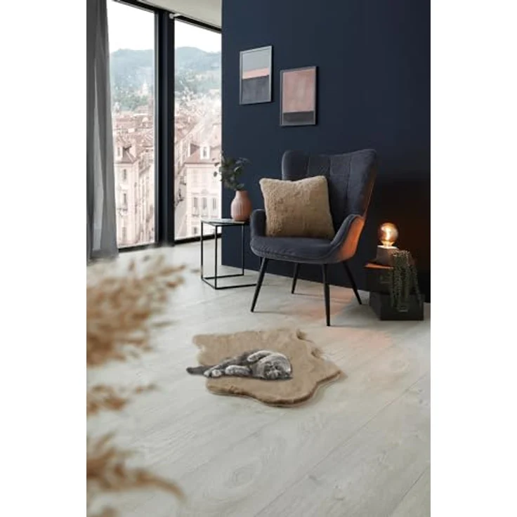 -LUXOR- living Fellteppich Coste gemütlicher weicher Hochflor Kunstfell Teppich 55 x 80 cm Taupe – Bild 6