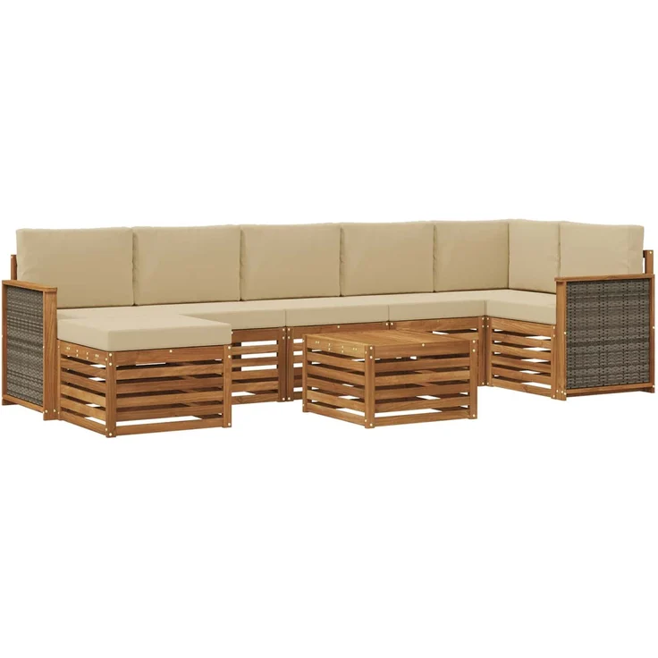 vidaXL Outdoor-Sofagarnitur 8 stk. 8-Sitzer Natur und Beige 3384649 – Bild 2