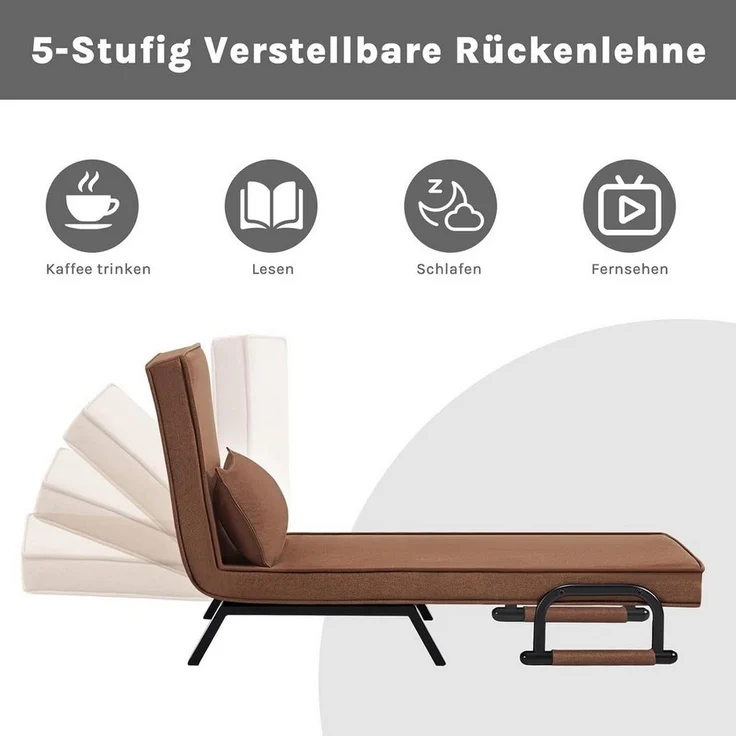 Woltu Schlafsofa, 1 Teile, Schlafsessel 3 in 1, mit Bettfunktion, Sofabett Gästebett – Bild 3