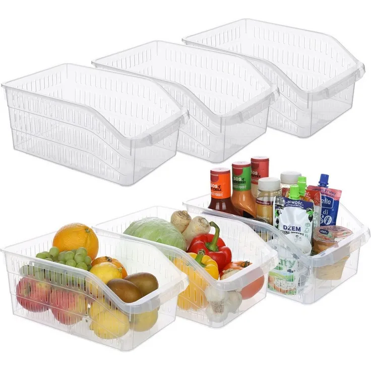 astor24 Aufbewahrungsbox 3er Set Kühlschrank Organizer Aufbewahrungs Box Korb Kiste Vorratsbehä (3er Set, 3 St), BPA-frei, leicht zu reingien, für Küche, Kühlschrank und Haushaltsraum
