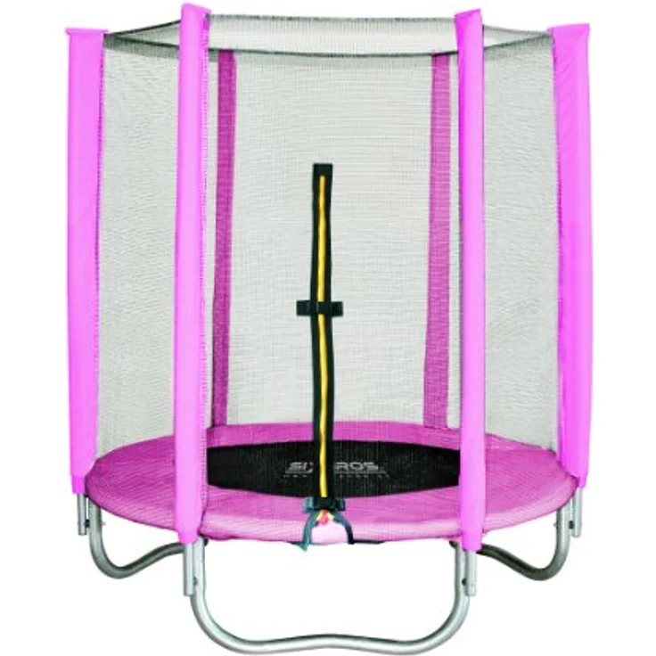 SixBros. SixJump 1,40 M Gartentrampolin Pink mit Sicherheitsnetz, stabile Rahmenkonstruktion und belastbar bis 80 kg – Bild 1