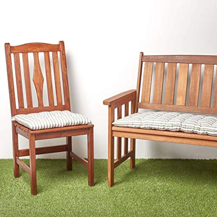 Homescapes Stuhlkissen 2-Sitzer Bankauflage mit Streifen, 100% Baumwolle, grau – Bild 7