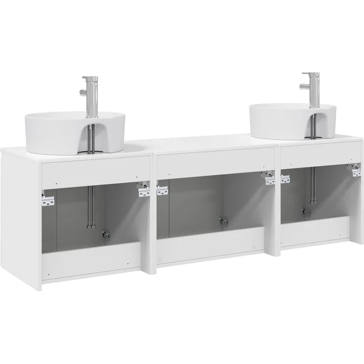 vidaXL Badezimmerschrank-Set 3 stk. Hochglanz Weiß 3405671 – Bild 7