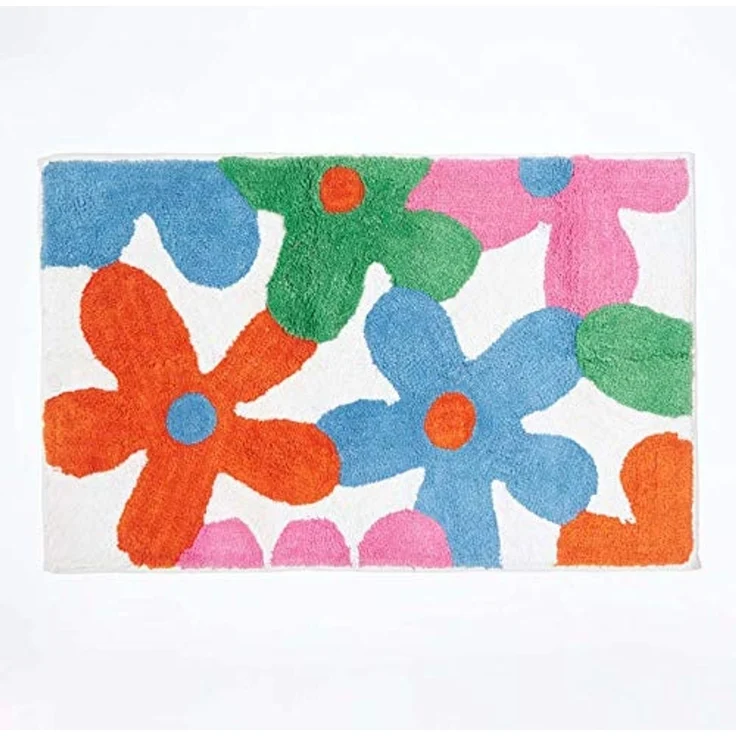 Homescapes Teppich Kinderteppich Bunte Blumen 100% Baumwolle, Höhe: 20 mm – Bild 1