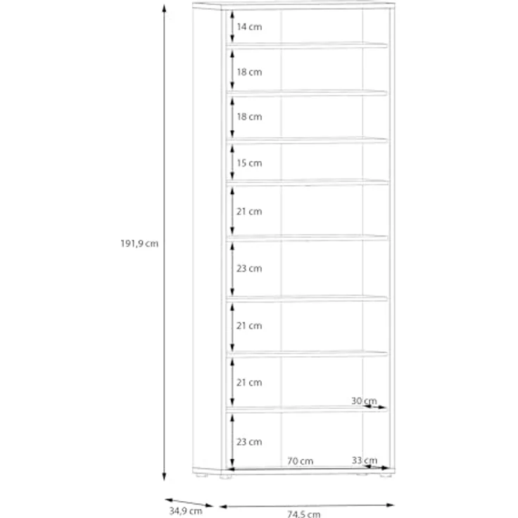 FORTE Schuhschrank Alice Springs Stauraumschrank, Mehrzweckschrank, Breite 74,5 cm, mit 8 Böden – Bild 8