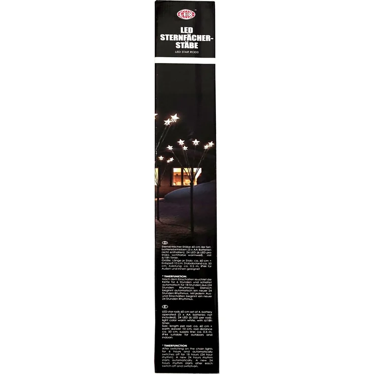 4er Set LED-Gartenleuchtstäbe mit 24 Sternen Batteriebetrieben – Bild 8