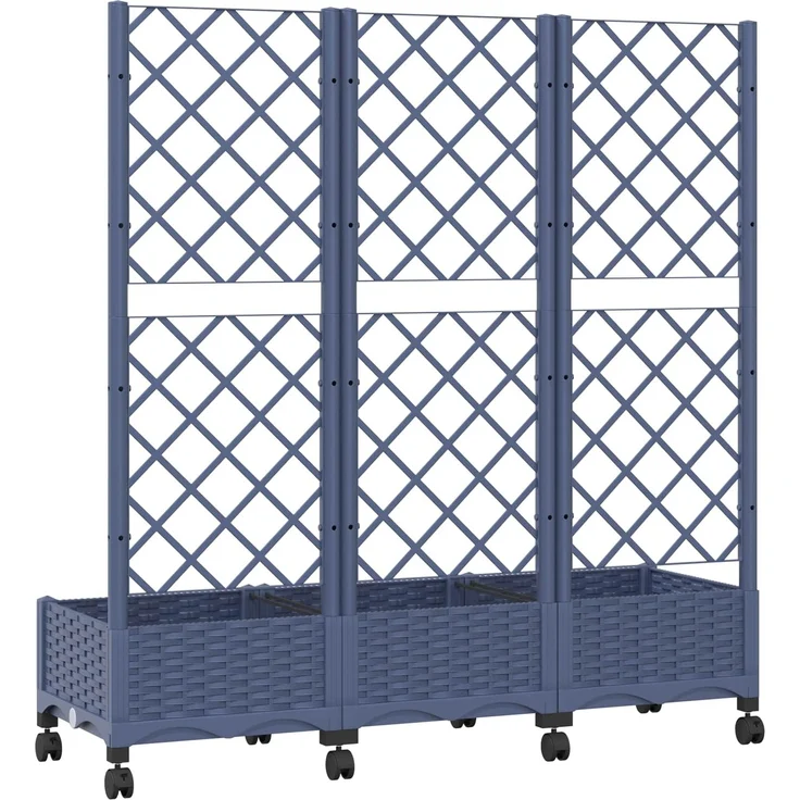 vidaXL Pflanzkübel mit Spalier und Rädern Blaugrau 120 x 40 x 131,5 cm 3423053 – Bild 5