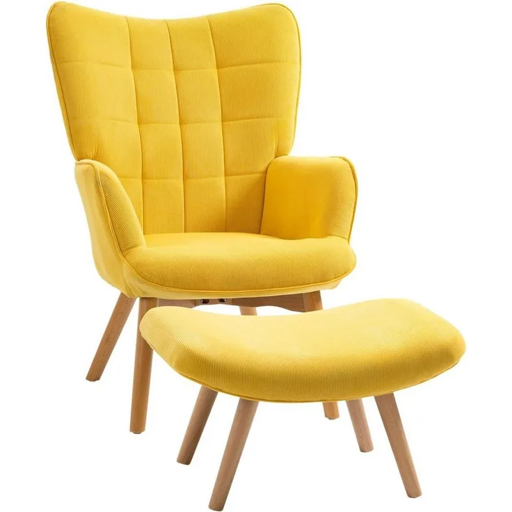 HOMCOM Relaxsessel Loungesessel, Armlehnstuhl, Fernsehsessel für Wohnzimme (Ohrensessel, 2-St, Polstersessel), mit Cord-Optik