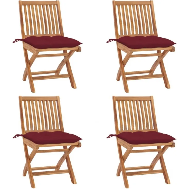 vidaXL Klappbare Gartenstühle mit Kissen 4 Stk. Massivholz Teak 3072831