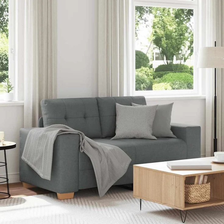 vidaXL Zweisitzer-Sofa Dunkelgrau 160x77x82 cm Stoff 4105069 – Bild 1